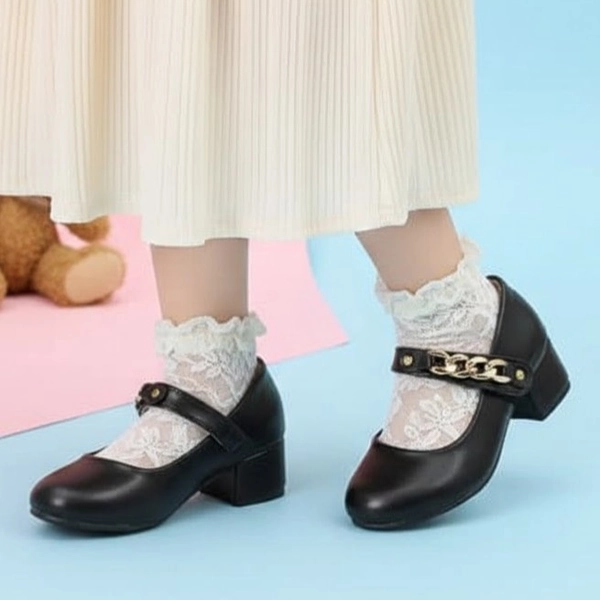 کالج عروسکی دخترانه پاشنه دار چرمی چسبی درگاهی 66